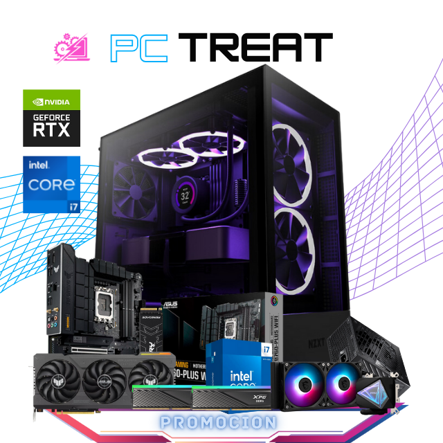 PC TREAT / INTEL CORE I7-14700 / RTX 4070 TI SUPER / 32GB RAM DDR5 / 1TB SSD M.2 NVME + 4TB HDD / ENFRIAMIENTO LIQ 240MM / FUENTE 1000W 80+ PLATINUM/  PROMOCION