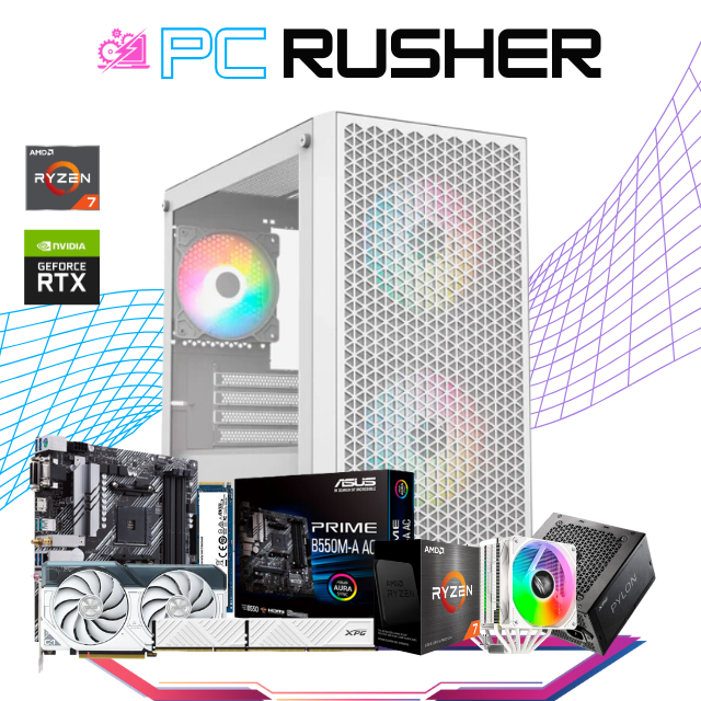 PC RUSHER / AMD RYZEN 7 5700X / RTX 4060 TI / 32GB RAM / 1TB SSD M.2 NVME / DISIPADOR DE TORRE DOBLE ABANICO / FUENTE DE PODER 750W 80+ BRONZE/ PROMOCION