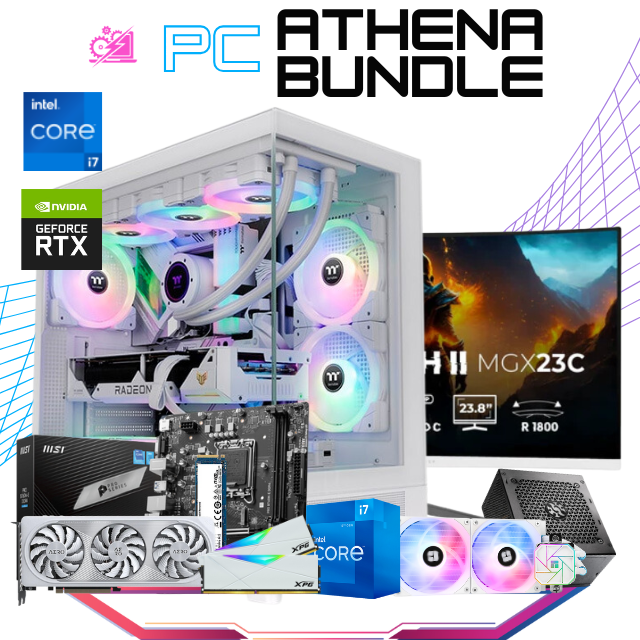 PC ATHENA BUNDLE / INTEL CORE I7-12700 / RTX 4060 / 32GB RAM / 1TB SSD M.2 NVME / ENFRIAMIENTO LIQ 240MM / FUENTE 750W 80+ BRONZE / INCLUYE MONITOR BALAMRUSH 23.8" FHD 165HZ 1MS / KIT TECLADO Y MOUSE DE REGALO / PROMOCION