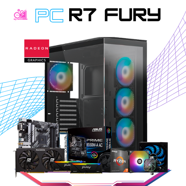 PC R7 FURY / AMD RYZEN 7 5700X / RADEON RX 7600 XT / 32GB RAM / 1TB SSD M.2 NVME / ENFRIAMIENTO LIQ 120MM / FUENTE 650W 80+ BRONZE / PROMOCION