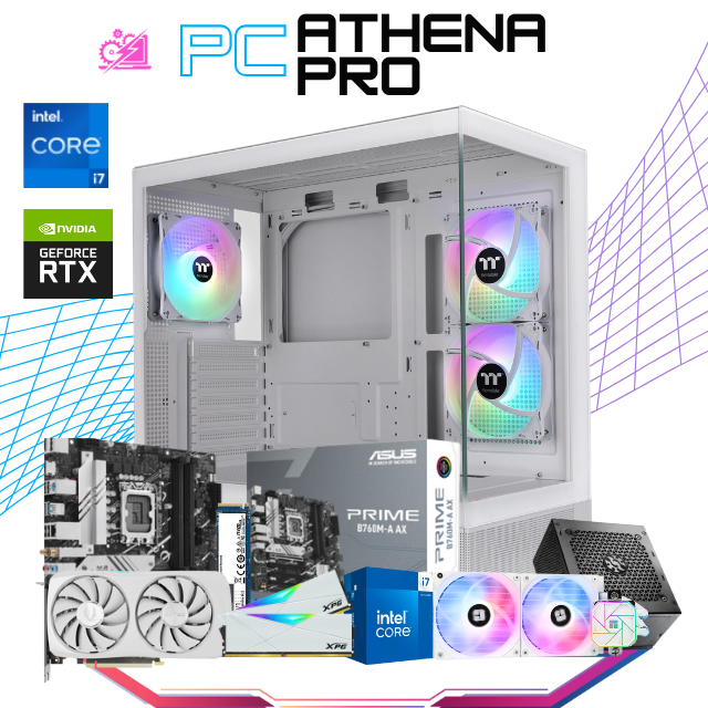 PC ATHENA PRO / INTEL CORE I7-14700 / RTX 4060 TI / 32GB RAM DDR5 / 1TB SSD M.2 NVME / FUENTE 750W 80+ GOLD / ENFRIAMIENTO LIQ 240MM / PROMOCION