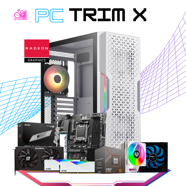 PC TRIM X / AMD RYZEN 5 8400F / RADEON RX 7600XT / 32GB RAM DDR5 / 1TB SSD NVME / DISIPADOR DE TORRE ARGB / FUENTE 650W 80+ BRONZE / PROMOCION