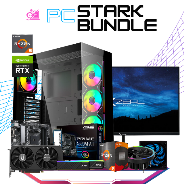 PC STARK  BUNDLE / AMD RYZEN 5 4500 / RTX 4060 / 16GB RAM / 1TB SSD M.2 NVME / DISIPADOR DE TORRE / FUENTE 650 80+ BRONZE/ INCLUYE MONITOR 144HZ 1MS 23.8" FHD / PROMOCION