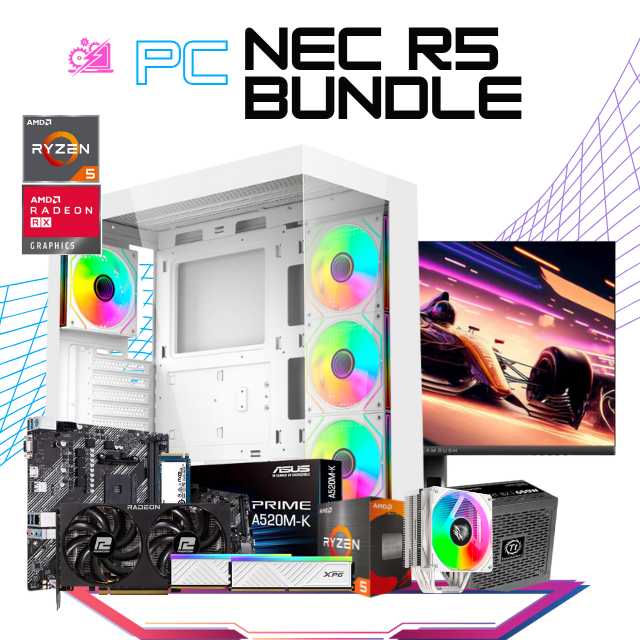 PC NEC R5 BUNDLE / AMD RYZEN 5 4500 / RADEON RX 7600 / 16GB RAM / 1TB SSD M.2 NVME / FUENTE 650W 80+ BRONZE / DISIPADOR DE TORRE / MONITOR 23.8" FHD 165HZ 1MS / KIT TECLADO Y MOUSE/ PROMOCION