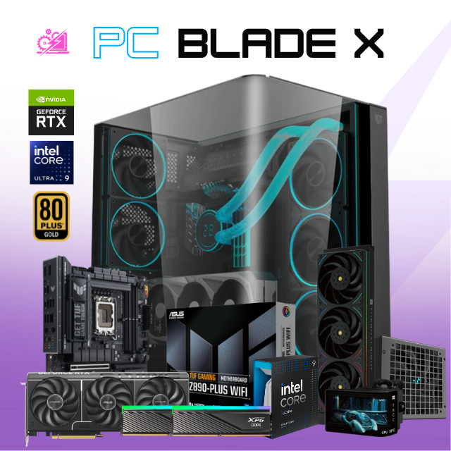 PC BLADE X / INTEL CORE ULTRA 9 285K / RTX 5070 TI / 32GB RAM DDR5 / 2TB SSD NVME / ENFRIAMIENTO LIQ 360MM CON PANTALLA/ FUENTE 1200W 80+ GOLD / W11 PRO / PROMOCION