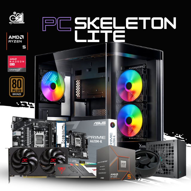 PC SKELETON LITE / AMD RYZEN 5 8400F / RX 9060 XT 8G / 16GB RAM DDR5 / 500GB SSD NVME / FUENTE 550W 80+ BRONZE / W11 PRO / PROMOCION