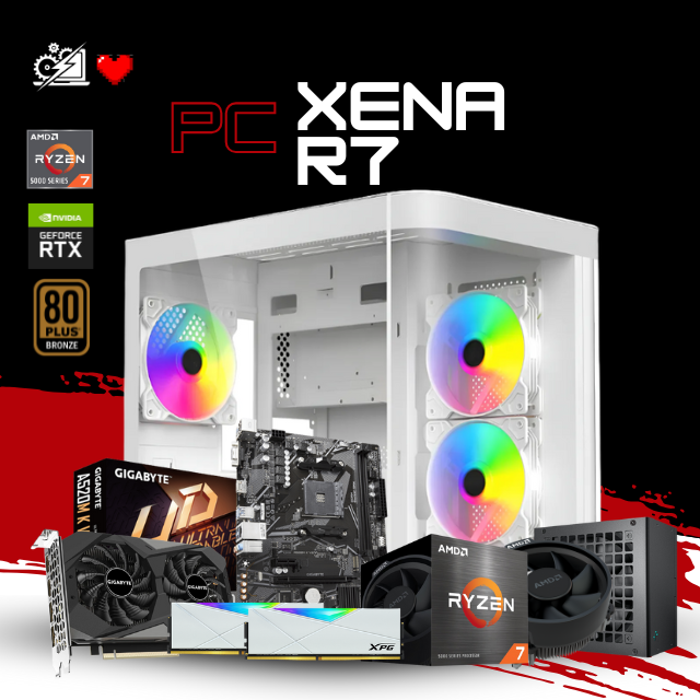 PC XENA R7/ AMD RYZEN 7 5700 / RTX 3050 6G / 16GB RAM / 500GB SSD NVME / A520M / FUENTE 550W 80+ BRONZE / W11 PRO / PROMOCION