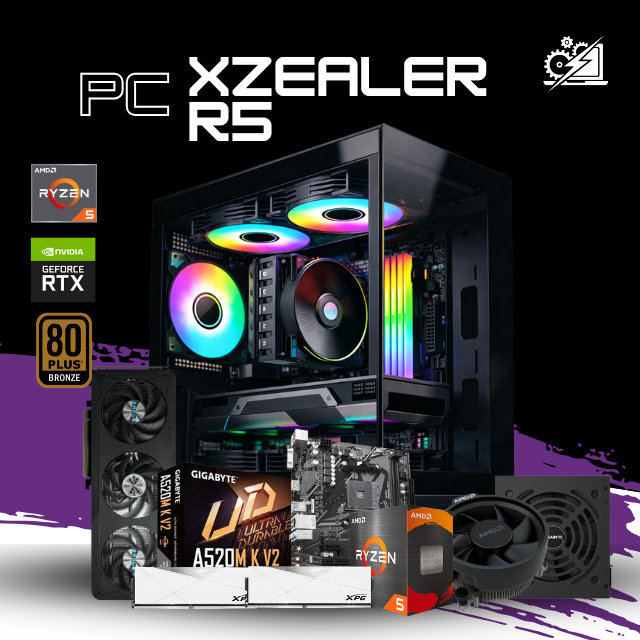 PC XZEALER R5 / AMD RYZEN 5 5500 / RTX 5060 / 16GB RAM / 1TB SSD NVME / A520M / FUENTE 650W 80+ BRONZE / W11 PRO / PROMOCION