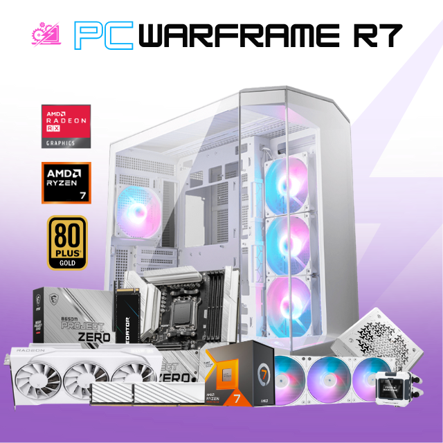 PC WARFRAME R7 / AMD RYZEN 7 7800X3D / RX 9060 XT 16G / 32GB RAM DDR5 / 2TB SSD NVME / ENFRIAMIENTO CON PANTALLA 360MM / FUENTE 850W 80+ GOLD / W11 PRO / PROMOCION