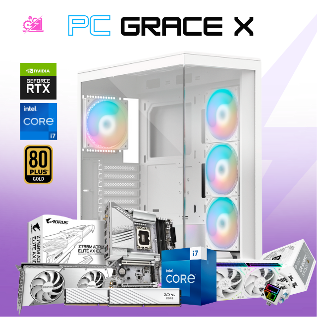 PC GRACE X / INTEL CORE I7-14700F / RTX 5070 12G / 32GB RAM DDR5 / 2TB SSD NVME / FUENTE 850W 80+ GOLD / ENFRIAMIENTO LIQ 240MM / W11 PRO / PROMOCION