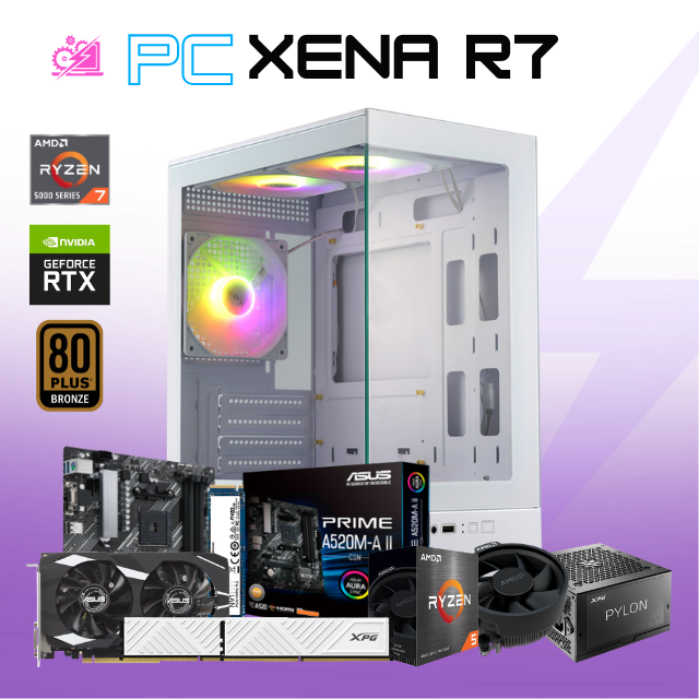 PC XENA R7 / AMD RYZEN 7 5700 / RTX 3050 / 16GB RAM / 500GB SSD NVME / A520M / FUENTE 550W 80+ BRONZE/ W11 PRO / PROMOCION