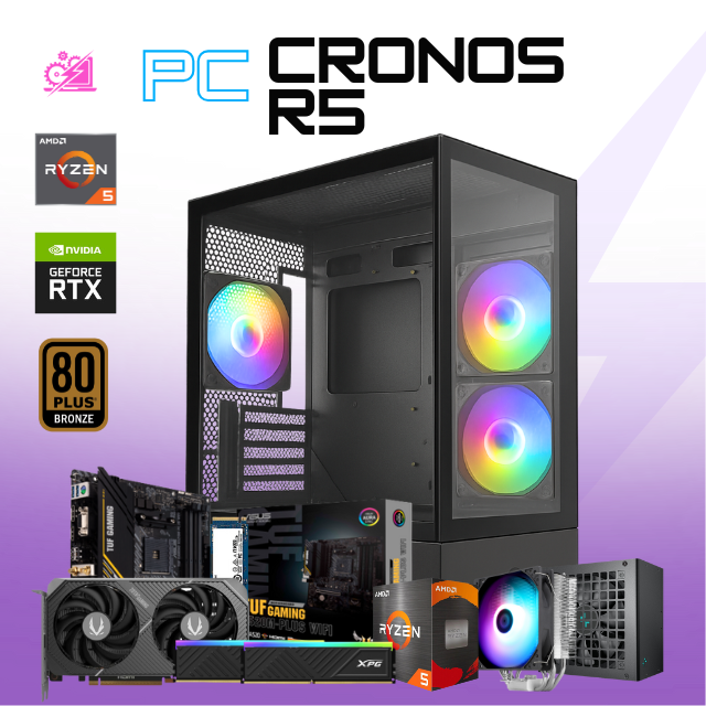 PC CRONOS R5/ AMD RYZEN 5 5500 / RTX 5060 / 32GB RAM / 1TB SSD NVME / DISIPADOR DE TORRE ARGB / FUENTE 650W 80+ BRONZE / W11 PRO /  PROMOCION