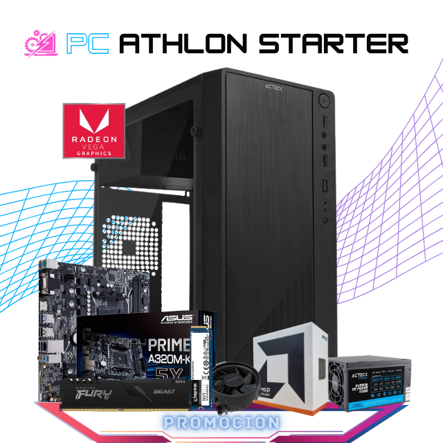 PC ATHLON STARTER / ATHLON 3000G / RADEON VEGA 3 / 8GB RAM /120GB SSD / FUENTE 500W / PROMOCION