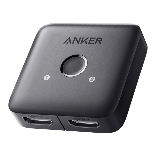 ANKER hdmi switch 2 in 1 out, 4k HDMI - Conmutador HDMI 2.0 bidireccional (2 en 1 / 1 en 2) con soporte para 4K a 60Hz, HDR, ancho de banda de 18 Gbps y cambio manual sin alimentación externa.