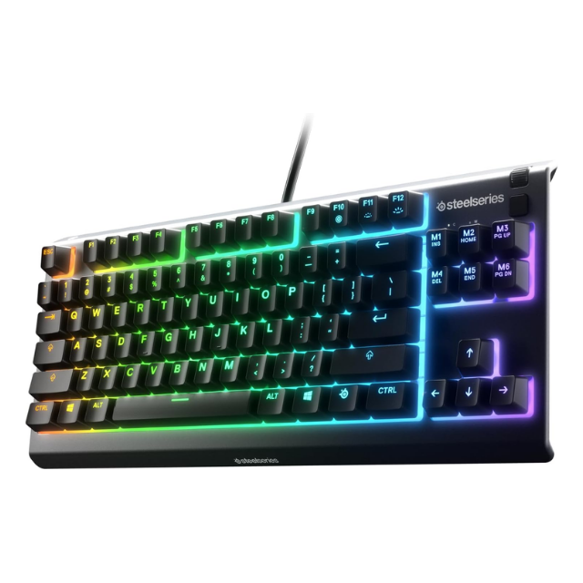 SteelSeries - Teclado para juegos Apex 3 TKL RGB, formato compacto sin teclas, iluminación RGB de 8 zonas, resistente al agua y al polvo IP32, interruptor para juegos silencioso, antifantasmas apto para juegos