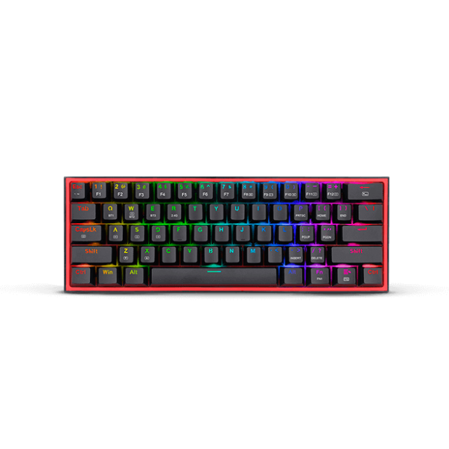 Teclado Gamer Mecanico 60% Redragon Fizz Pro Black / Switches Redragon Red / Inalambrico / USB 2.4Ghz / Bluetooth 5.0 / Iluminacion RGB / K616-RGB BLACK / Inglés