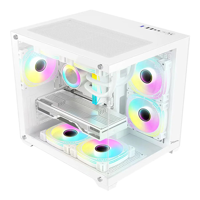 Gabinete Xzeal CXi2, Micro-ATX, Cristal Templado, 3x Ventiladores ARGB, Blanco