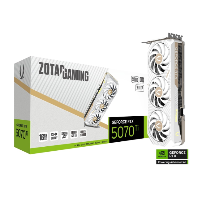 Tarjeta de Video Zotac NVIDIA GeForce RTX 5070 Ti Solid Core OC White Edition, 16GB 256-bit GDDR7, PCI Express x16 5.0