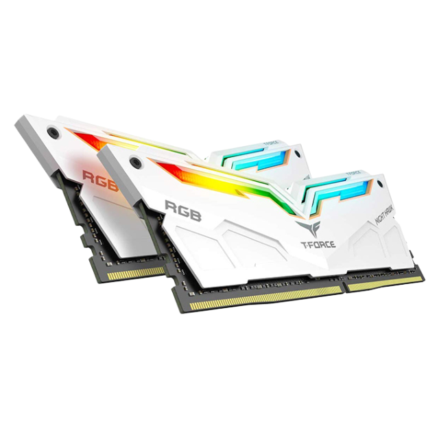 Memoria RAM 16GB DDR4 Team Group T-Force Night Hawk RGB 3600Mhz Blanca / Kit 2x8GB / TF15D416G3600HC18JDC01