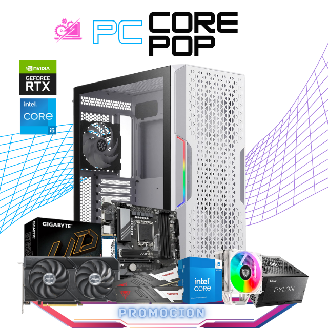 PC CORE POP/ INTEL CORE I5-13400 / RTX 4060 TI / 16GB RAM DDR5 / 1TB SSD M.2 NVME / FUENTE 650W 80+ BRONZE / DISIPADOR DE TORRE ARGB / PROMOCION