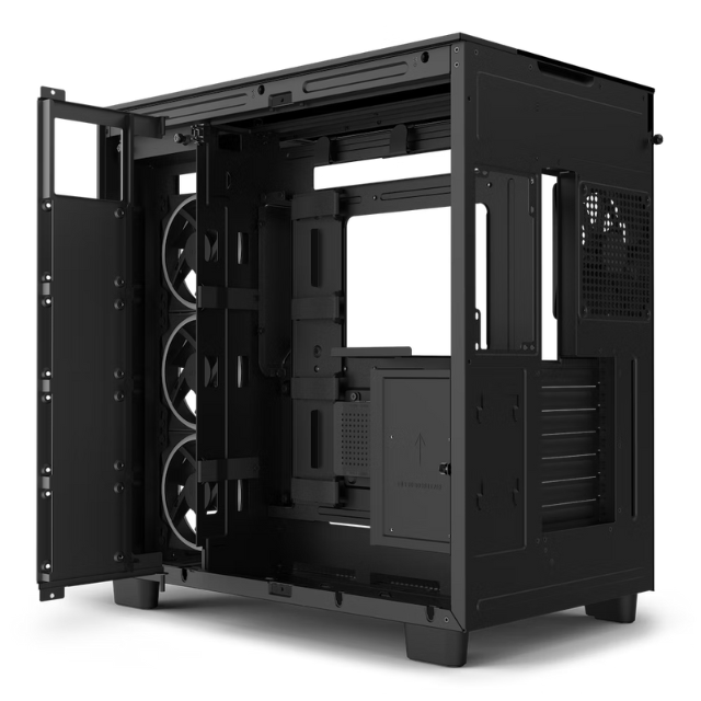 NZXT H9 Elite / ATX Mid Tower / Incluye 3 Ventiladores 120mm RGB Duo Fan / Capacidad de 10 Ventiladores / Soporta radiadores de 360 mm / Panel Lateral de Vidrio Templado / Negro / CM-H91EB-01