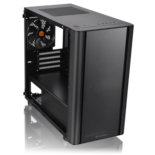 Gabinete Thermaltake V150 TG / Cristal Templado / Micro ATX / USB 3.0 / CA-1R1-00S1WN-00 / Incluye 1 Ventilador negro 120mm