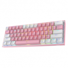 Teclado Gamer Mecánico Redragon K617 Fizz RGB / Switches Red / PINK WHITE / Alámbrico / Iluminación LED RGB / Inglés 