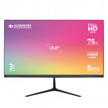 Monitor Acteck 933841 LED / 23.8" / Full HD / Widescreen / 75Hz / HDMI/ VGA / Negro / AC-933841