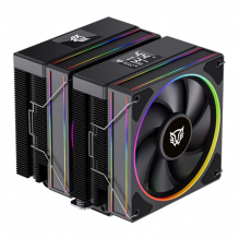 Enfriamiento de Aire | Heliux Pro HEX75 | Display para monitoreo de temperatura + RGB | 6 Pipas | TDP 270 W | Compatibilidad AMD + Intel | 2x Ven 120mm + Rodamiento Hidráulico + 600 - 2000 RPM + 74.27CFM + 30 dB + PWM 4 Pin + ARGB 3pin | Legend | Negro