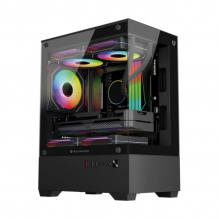 Gabinete Balam Rush NITROX GLOW CRYSTAL 4700C, Mini-Tower, Micro-ATX/Mini-ITX, USB 2.0/3.0, sin Fuente, 3 Ventiladores Instalados, Negro