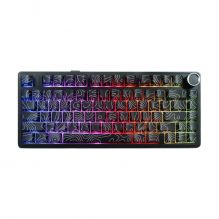AULA F75 (Black Contour) teclado mec&aacute;nico 75% inal&aacute;mbrico (2.4GHz/BT/USB-C) con montaje Gasket, bater&iacute;a de 4000 mAh, perilla met&aacute;lica, iluminaci&oacute;n RGB South-facing y switches lineales LEOBOG Seiya hot-swappable.