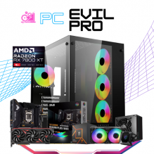 PC EVIL PRO / AMD RYZEN 7 7700 / RX 7800XT / 32GB RAM DDR5 /2TB SSD M.2 NVME 990 PRO / ENFRIAMIENTO LIQUIDO 240MM / FUENTE 850W 80+ GOLD / PROMOCION