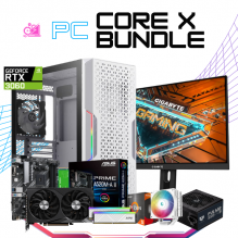 PC CORE X / AMD RYZEN 5 5600X / RTX 3060 12GB / 16GB RAM / 1TB SSD M.2 NMVE / DISIPADOR DE TORRE ARGB / FUENTE 550W 80+ WHITE/ INCLUYE MONITOR 24" FHD 165HZ 1MS / KIT TECLADO Y MOUSE DE REGALO/ PROMOCION