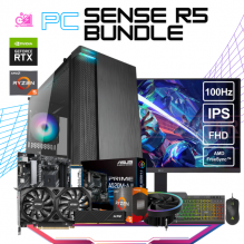PC SENSE R5 BUNDLE / AMD RYZEN 5 5600 / RTX 3050 / 16GB RAM / 500GB SSD M.2 NVME / DISIPADOR DE TORRE / FUENTE 650W 80+ BRONZE / INCLUYE MONITOR 100HZ 5MS FHD IPS / KIT TECLADO Y MOUSE /  PROMOCION