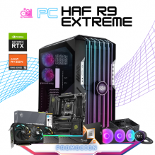 PC HAF EXTREME / AMD RYZEN 9 9900X3D / RTX 5080 / 64GB RAM DDR5 / 4TB SSD M.2 NVME / ENFRIAMIENTO LIQ 360MM CON PANTALLA / FUENTE 1200W 80+ GOLD / PROMOCION