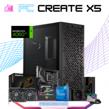 PC CREATE X5 / INTEL CORE I5-12600K / RTX 4060 TI / 32GB RAM / 1TB SSD M.2 NVME / ENFRIAMIENTO LIQ 240MM / FUENTE 700W 80+ BRONZE / PROMOCION