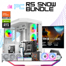 PC R5 SNOW BUNDLE / AMD RYZEN 5 7600 / RTX 4060 / 32GB RAM DDR5 / 1TB SSD M.2 NVME / ENFRIAMIENTO LIQ 240MM/ FUENTE 750W 80+ BRONZE / INCLUYE MONITOR 165HZ 1MS 23.8" / KIT TECLADO Y MOUSE DE REGALO / PROMOCION