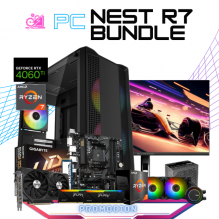 PC NEST R7 BUNDLE / AMD RYZEN 7 5700 / RTX 4060 TI / 32GB RAM / 1TB SSD NVME / ENFRIAMIENTO LIQ 240MM / FUENTE 650W 80+ BRONZE / INCLUYE MONITOR 23.8" FHD 165HZ 1MS/ PROMOCION