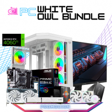 PC WHITE OWL BUNDLE / AMD RYZEN 7 5800X / RTX 4060 TI / 32GB RAM / 1TB SSD M.2 NVME / ENFRIAMIENTO LIQ 240MM / FUENTE 750W 80+ BRONZE / MONITOR GIGABYTE 27" QHD 165HZ 1MS IPS / KIT TECLADO Y MOUSE /PROMOCION